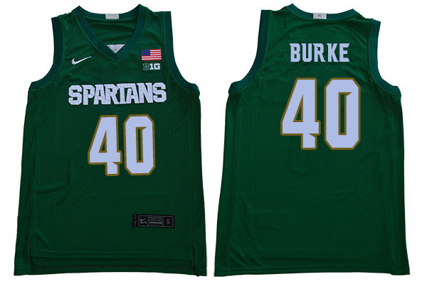 2019-20 Men #40 Braden Burke Michigan State Spartans College Basketball Jerseys Sale-Green